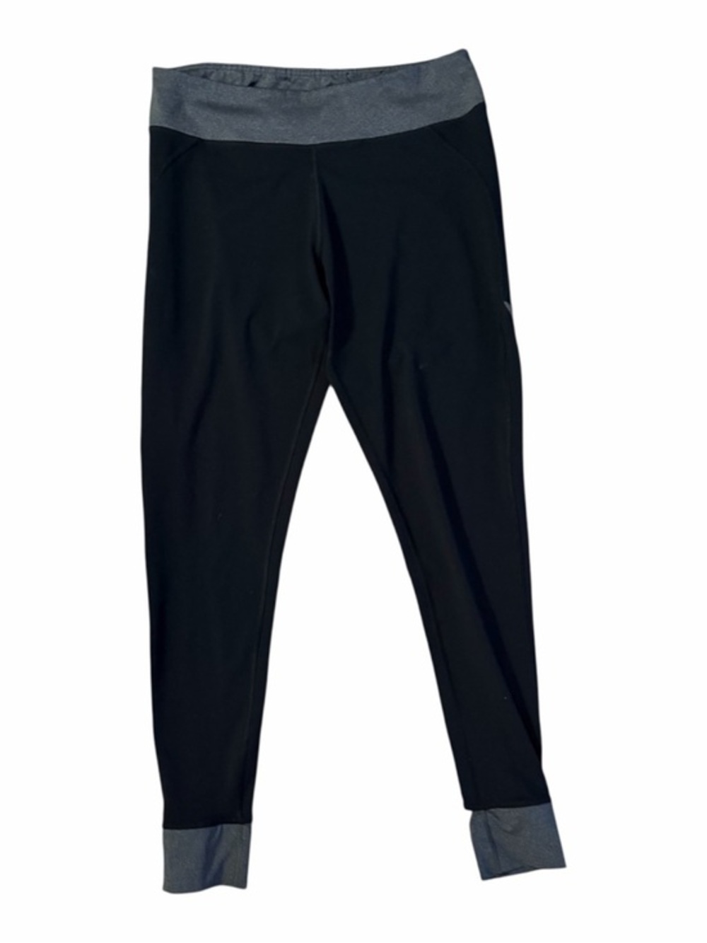 GAIAM Black Leggings with Gray Waistband and Cuff Accents